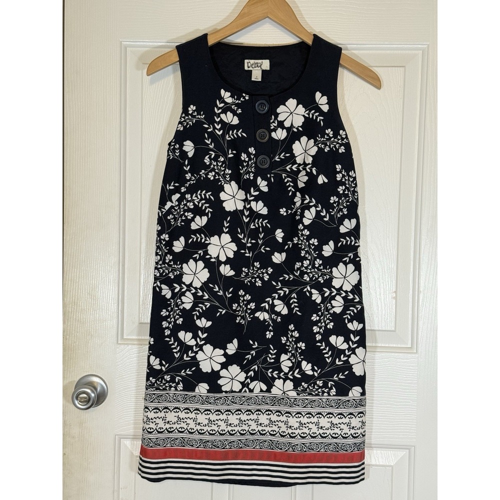 Size 0 AT loft Navy Floral Nautical Sleeveless Lined Dress Cottage Classy Preppy
